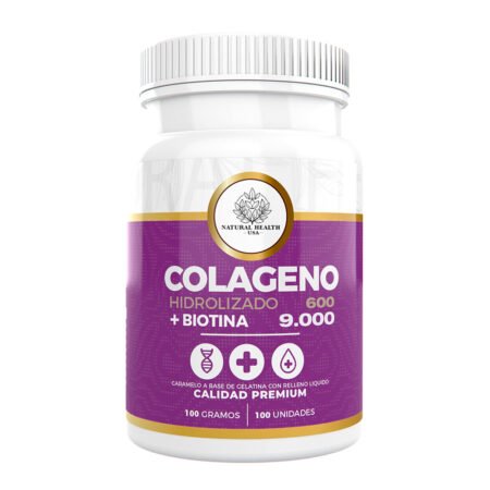Colágeno Hidrolizado + Biotina Natural Health – 600 mg + 9000 mcg de Belleza y Regeneración Celular