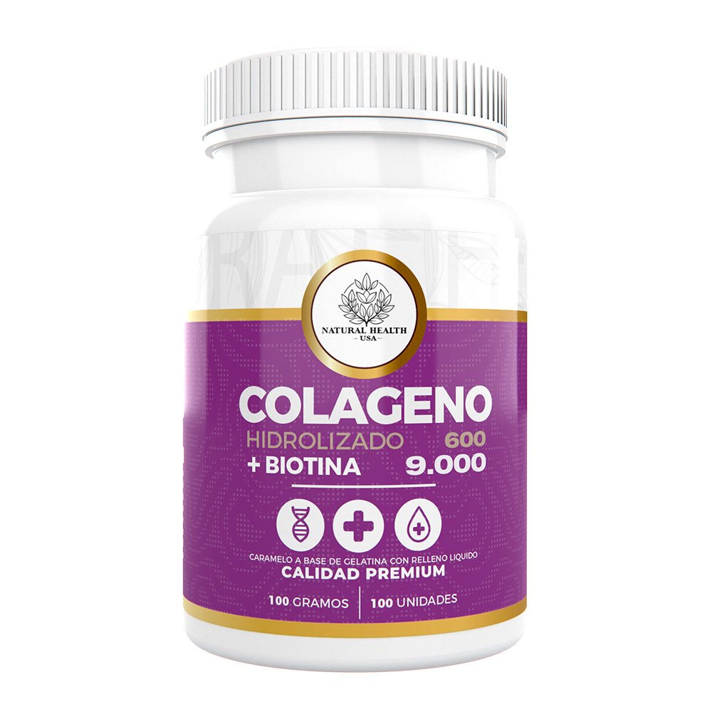 Colágeno Hidrolizado + Biotina Natural Health – 600 mg + 9000 mcg de Belleza y Regeneración Celular