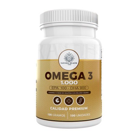 Omega 3 1000 Natural Health – Alta Concentración EPA 100 + DHA 900 para Corazón, Cerebro y Bienestar Total