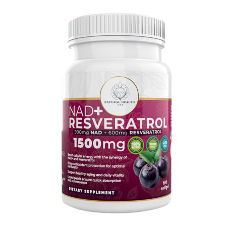 NAD+ + Resveratrol 1500 mg Natural Health 100 softgel– Longevidad Celular, Energía y Protección Antioxidante Avanzada